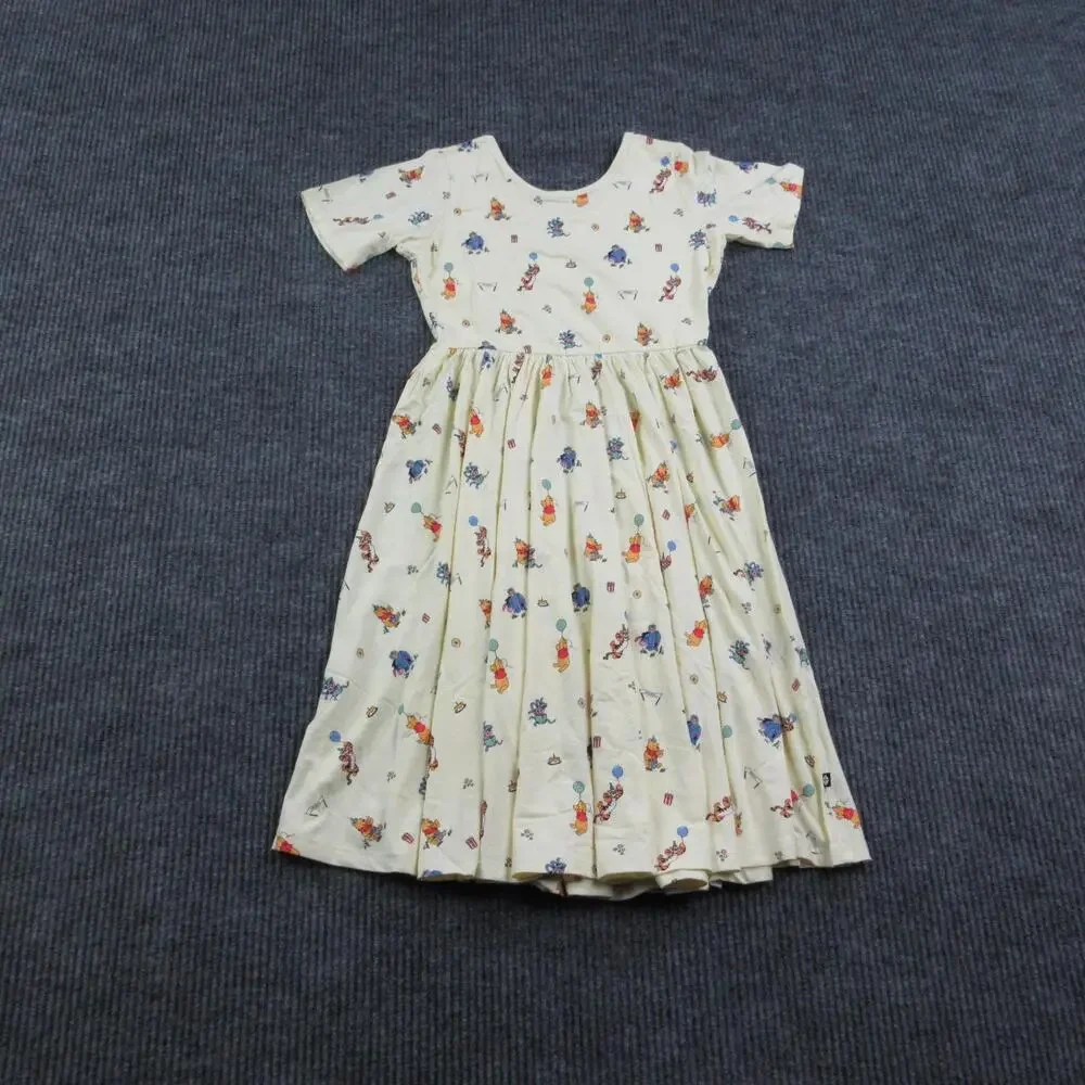 Disney Kyte Dress Girls 10 Yellow Winnie The Pooh Fit & Flare Short Sleeve NWT